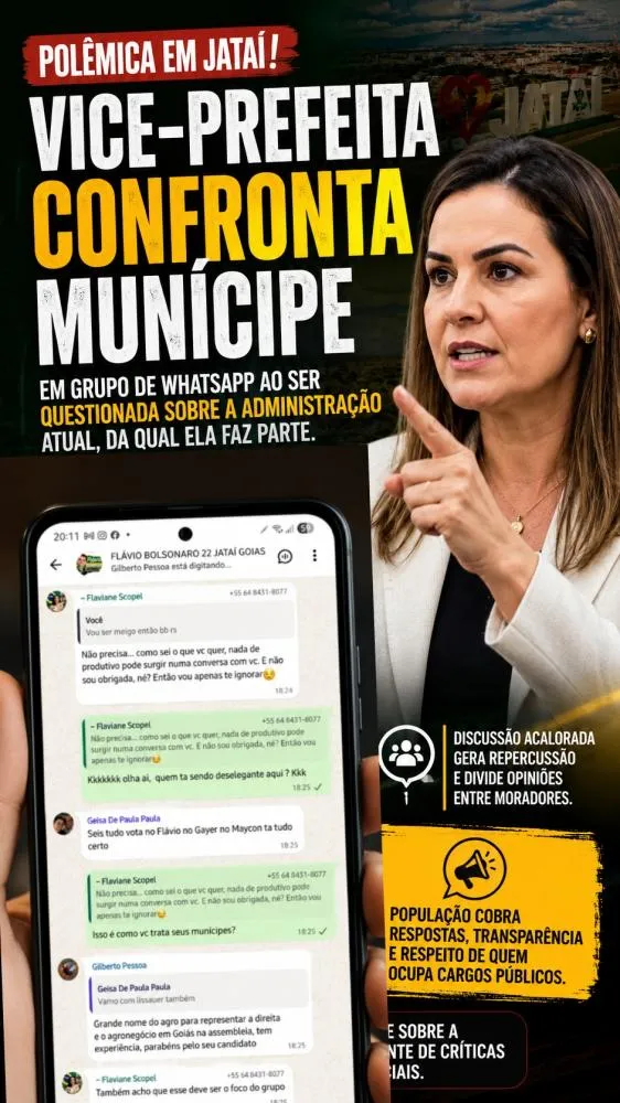 Vice-Prefeita de Jataí se Envolve em Polêmica Após Discussão com Munícipe em Grupo de WhatsApp