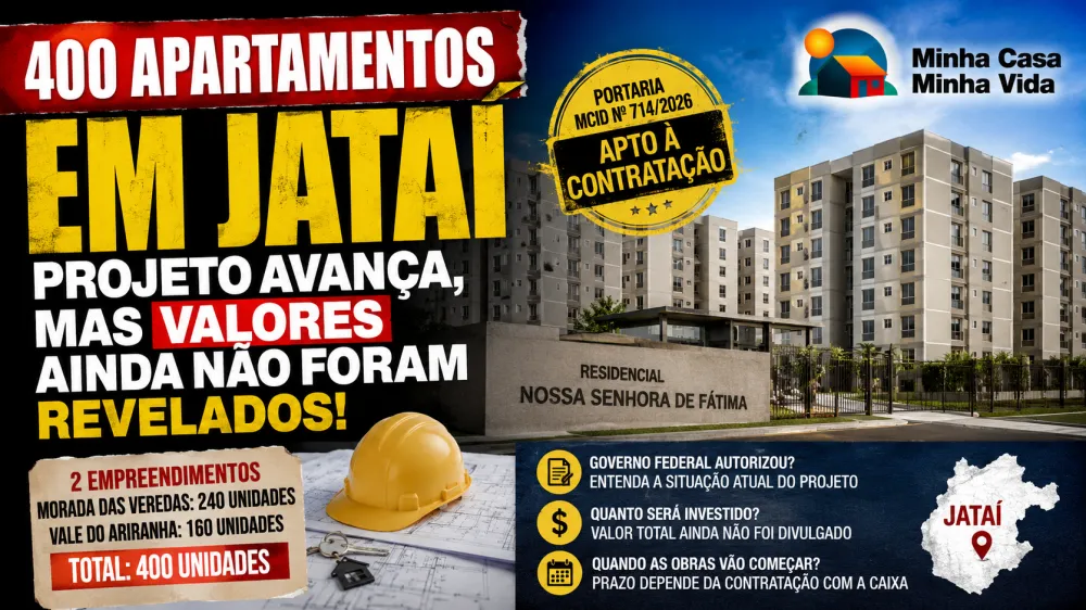 400 APARTAMENTOS DO MINHA CASA, MINHA VIDA EM JATAÍ AVANÇAM, MAS CONTRATAÇÃO DEFINITIVA AINDA É PONTO DE ATENÇÃO