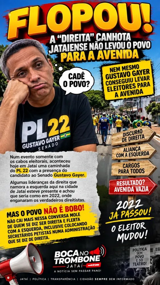 EVENTO DA “DIREITA” CANHOTA EM JATAÍ FLOPA E AVENIDA FICA LONGE DE VIRAR MULTIDÃO