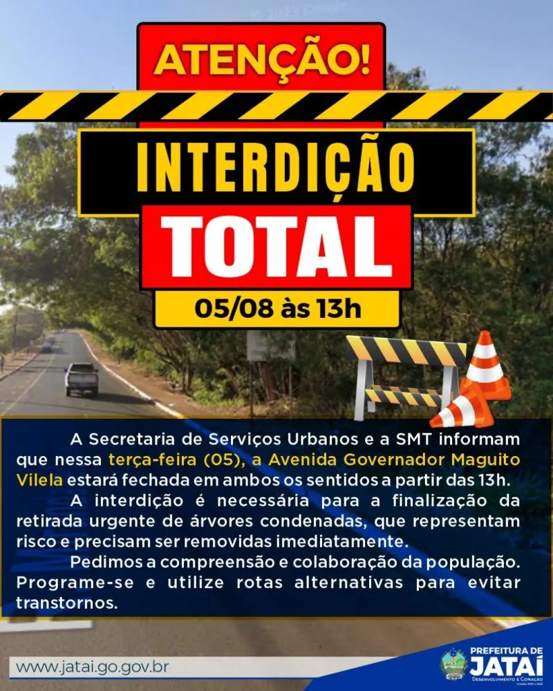 Avenida Governador Maguito Vilela Será Interditada nesta Terça-feira